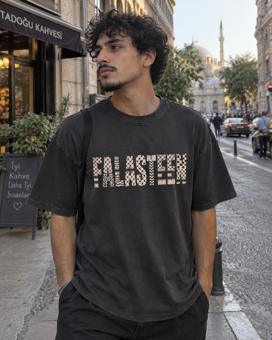 Falasteen Keffiyeh Washed Oversized Tee