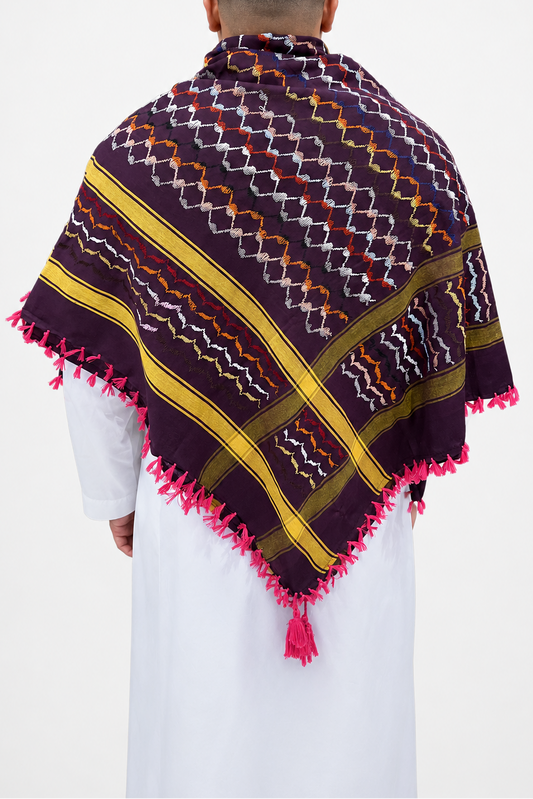 Kufiya/Keffiyeh Purple Rainbow 100% Katoen
