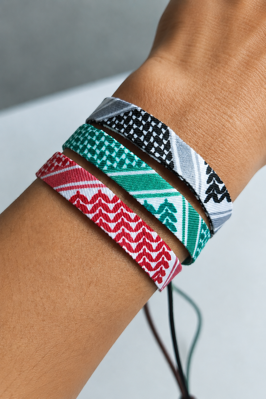 Keffiyeh Armband Röd/Grön/Svart
