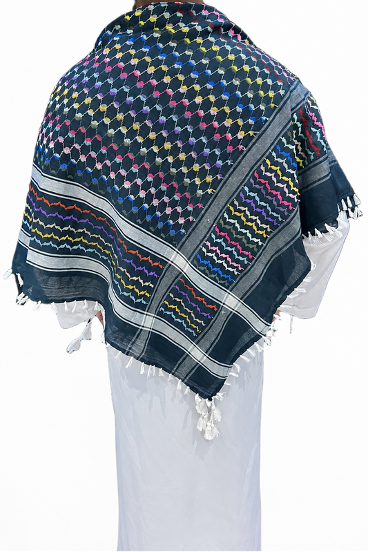 Kufiya/Keffiyeh Blue Rainbow