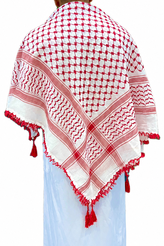 Kufiya/Keffiyeh Röd med röda fransar 100% bomull