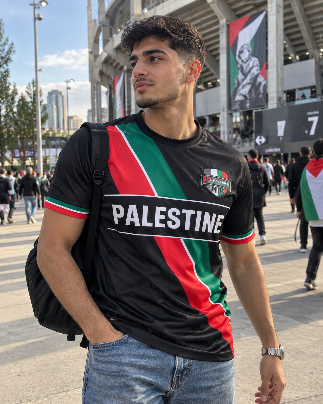 Camiseta Palestina United United We Stand Negro