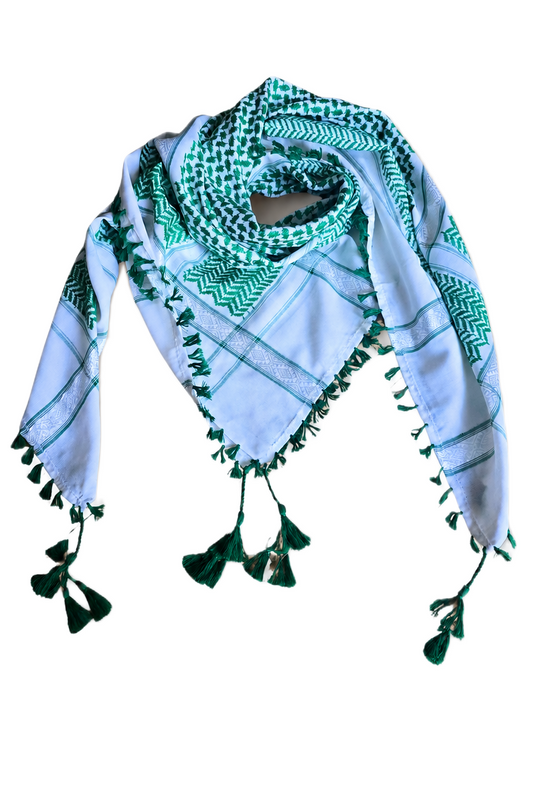 Kufiya/Keffiyeh Groen/Wit Premium Katoen