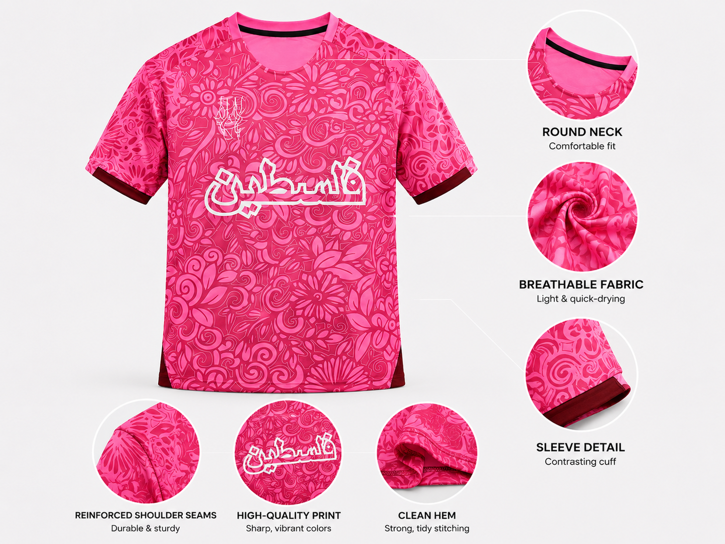 Maglia Palestina Rosa Araba