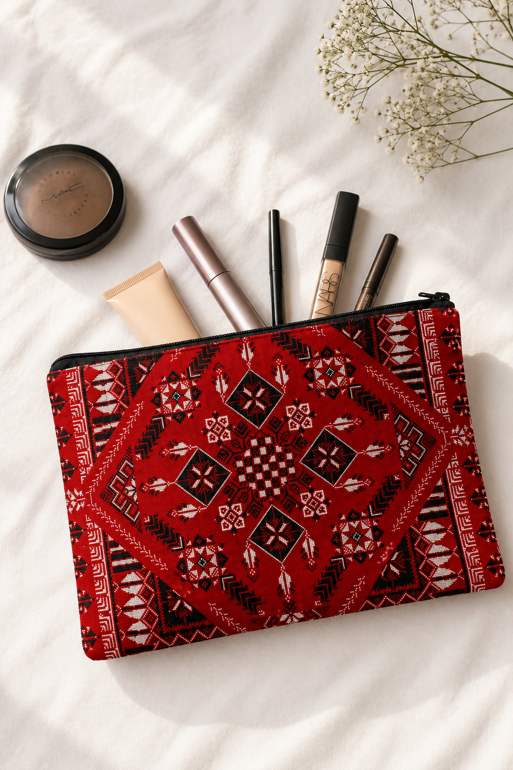 Tatreez Make-up Tas Rood