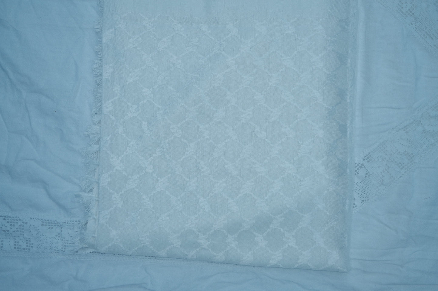 Kufiya/Keffiyeh Fully Wit 100% Katoen