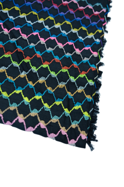 Kufiya/Keffiyeh Preto Arco-íris Vermelho Detalhes 100% Algodão