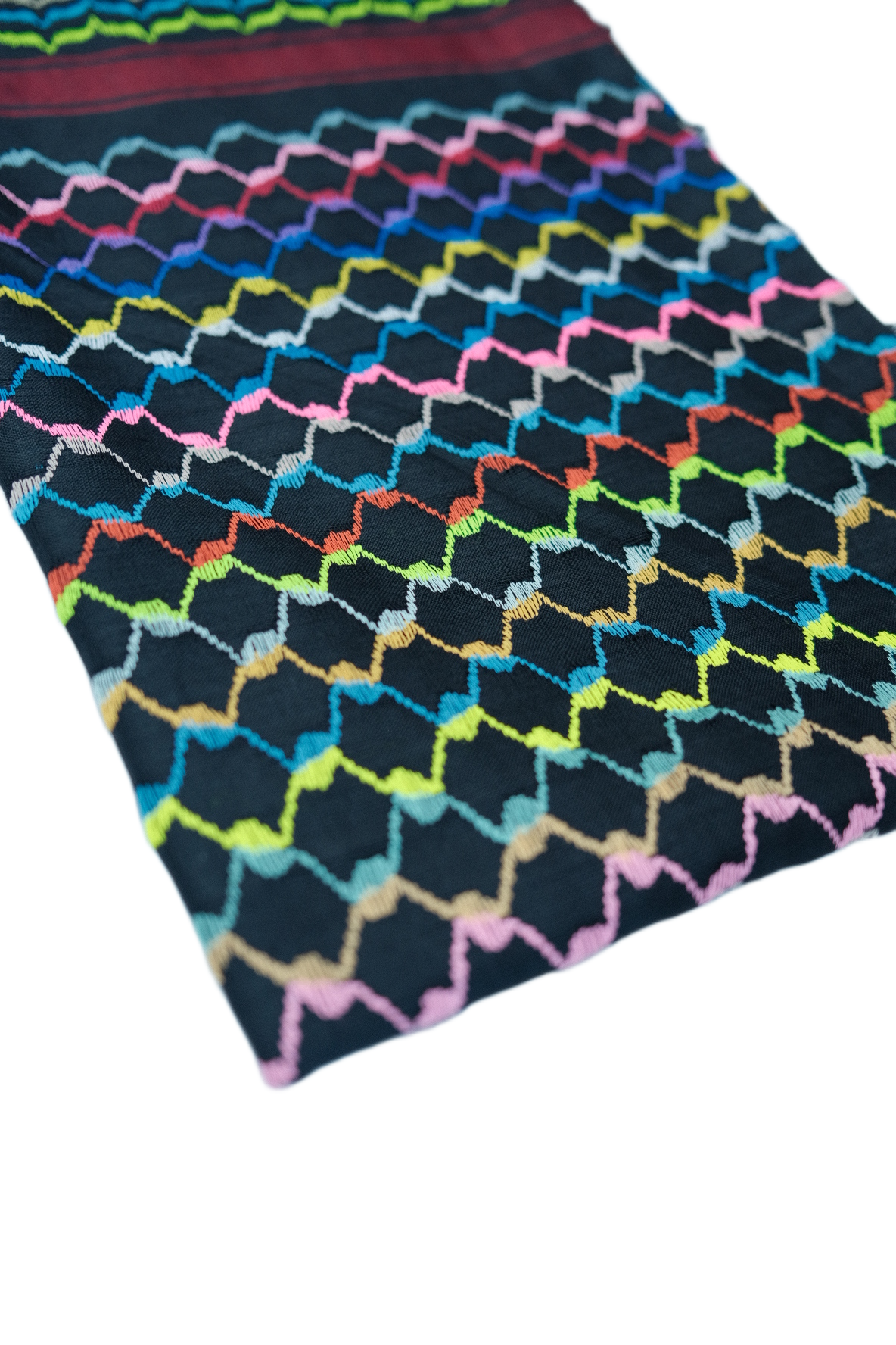 Kufiya/Keffiyeh Preto Arco-íris Vermelho Detalhes 100% Algodão