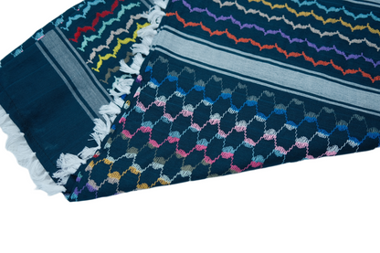 Kufiya/Keffiyeh Arco-íris Azul 100% Algodão