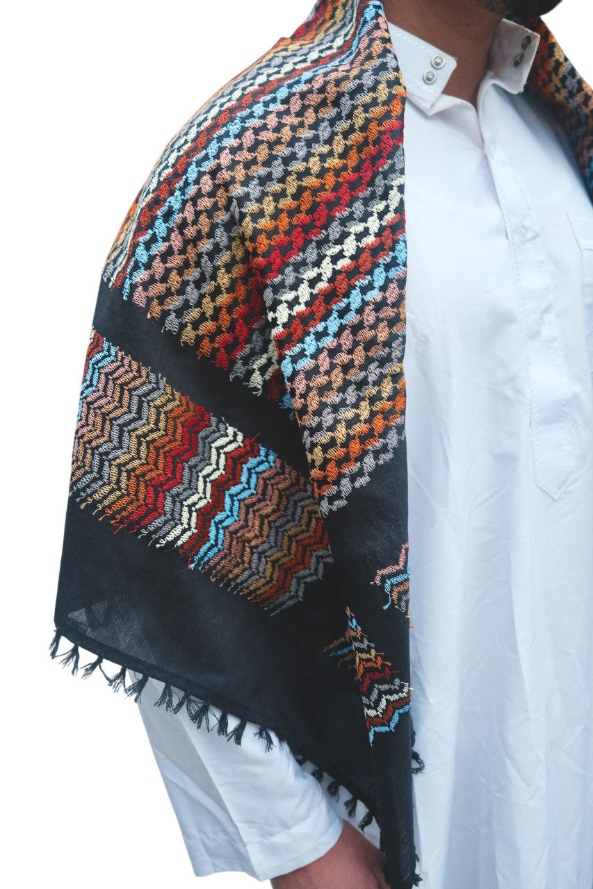 Kufiya/Keffiyeh Black Mosaic Multicolor 100% Katoen