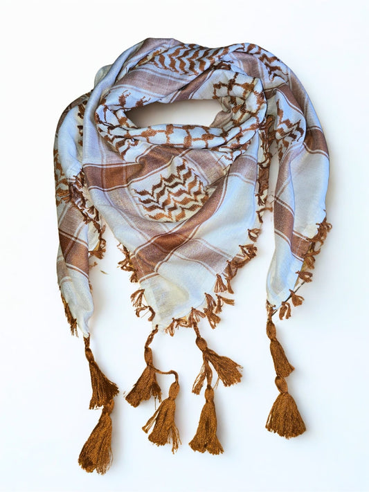 Kufiya/Keffiyeh Bronze med Bronze Frynser 100% Bomuld
