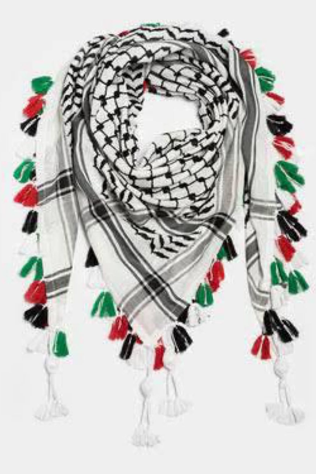 Kufiya/Keffiyeh with Colored Tassels 100% Cotton