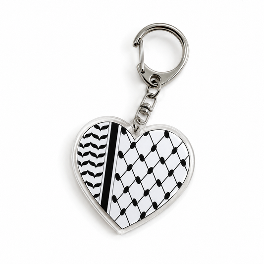 Keffiyeh Pattern Heart Keychain