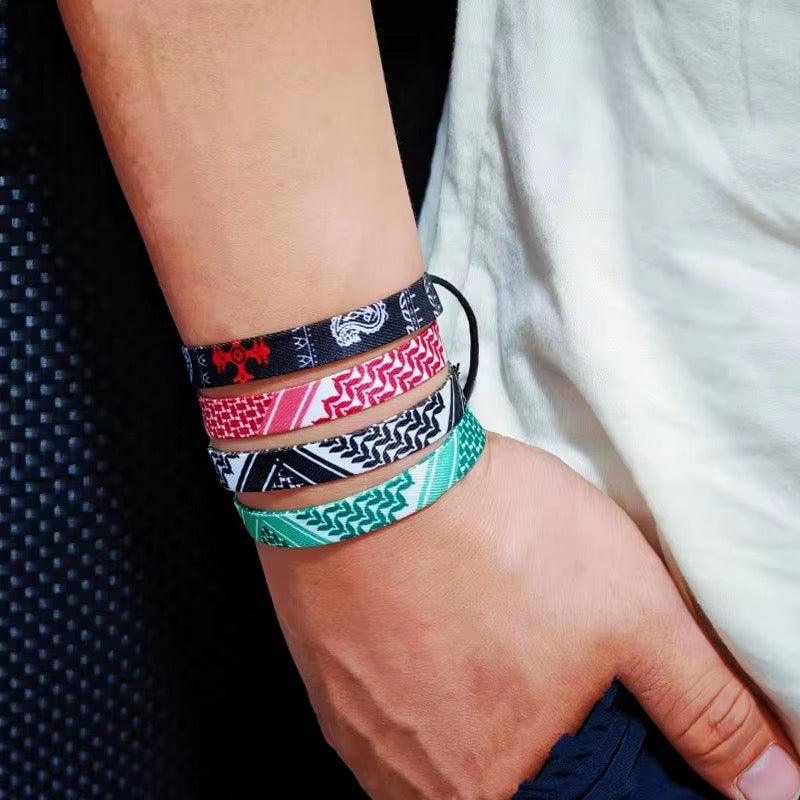 Keffiyeh Armbånd Rød/Grøn/Sort