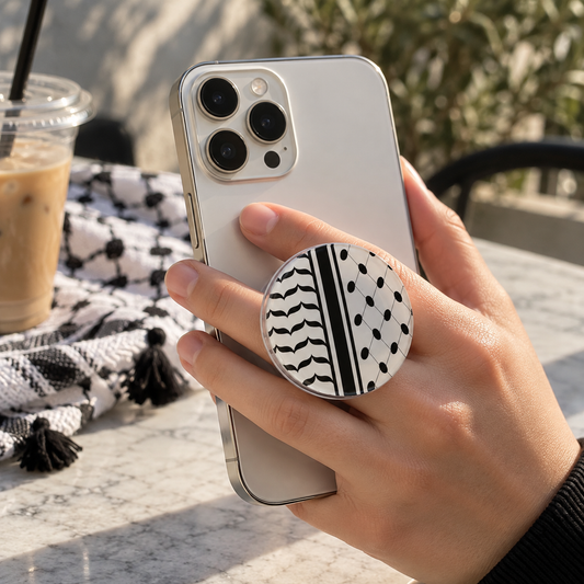 Agarre y soporte para teléfono con keffiyeh de Palestina