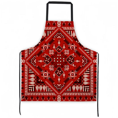 Red Apron with Tatreez Pattern