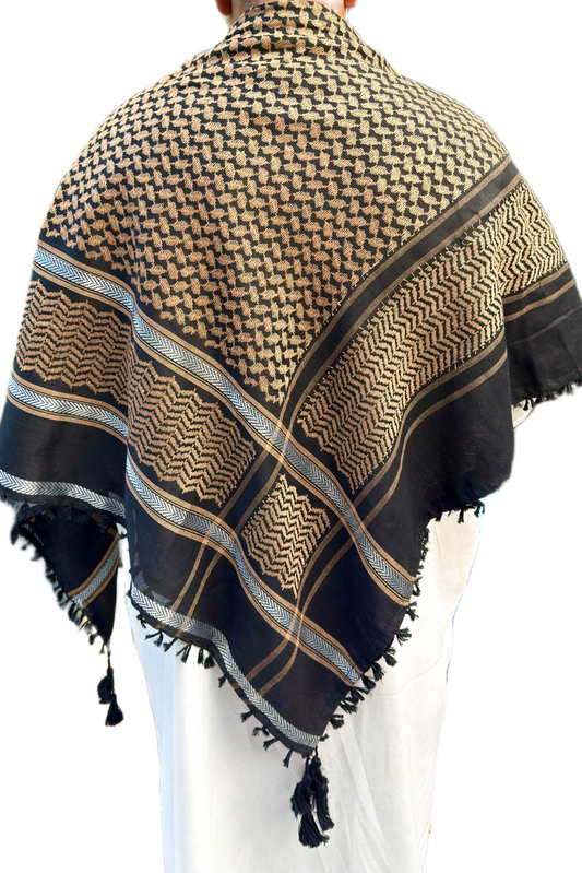 Kufiya/Keffiyeh Black & Silver 100% Premium Katoen