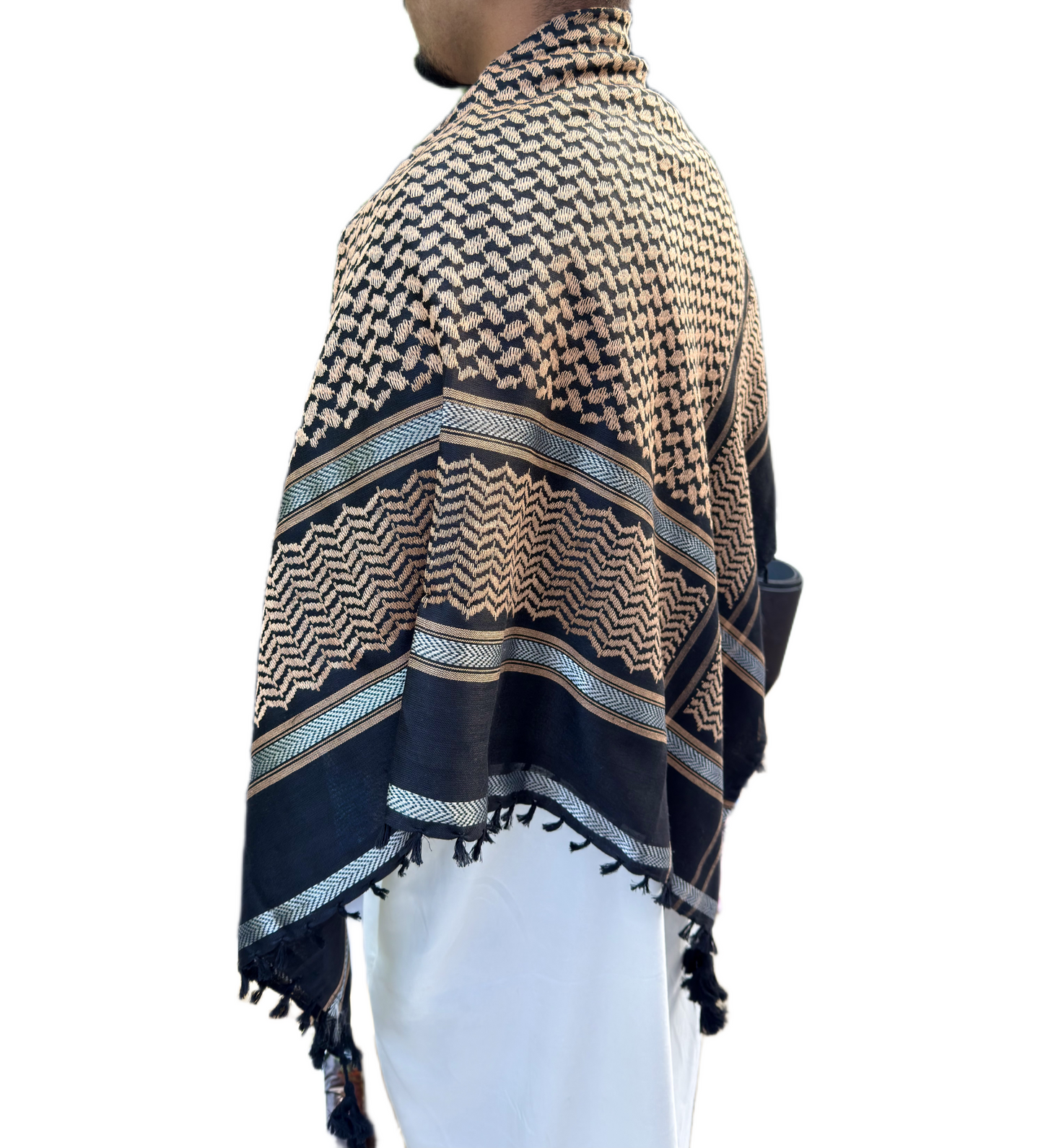 Kufiya/Keffiyeh Sort & Sølv 100% Premium Bomuld