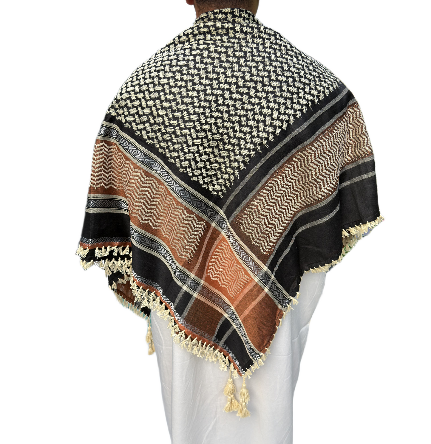 Kufiya/Keffiyeh Black & Sand 100% Premium Cotton