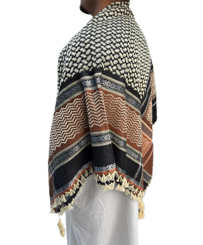 Kufiya/Keffiyeh Black & Sand 100% Premium Cotton