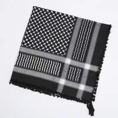 Kufiya/Keffiyeh Zwart 125x125 cm met Flossen