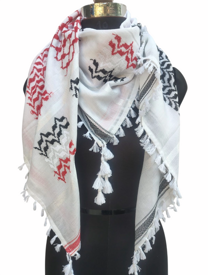 Kufiya/Keffiyeh Röd 127x127 cm med Flossar