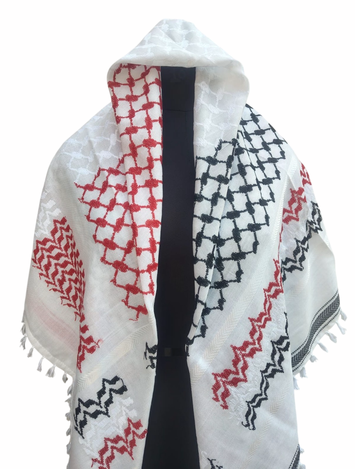 Kufiya/Keffiyeh Röd 127x127 cm med Flossar