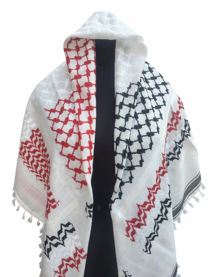 Kufiya/Keffiyeh Röd 127x127 cm med Flossar