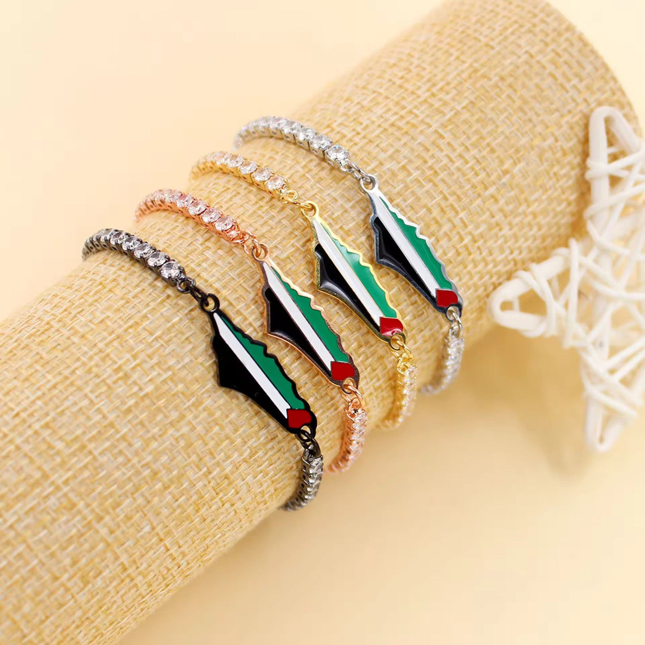 Pulsera de Palestina con Piedras Brillantes