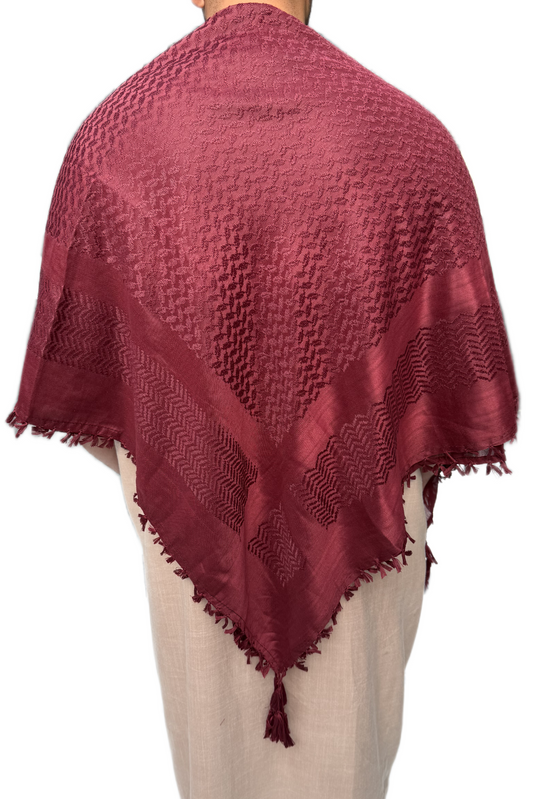 Kufiya/Keffiyeh Fully Burgundy Red Premium