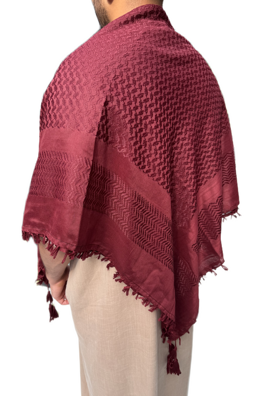 Kufiya/Keffiyeh Fully Burgundy Red Premium