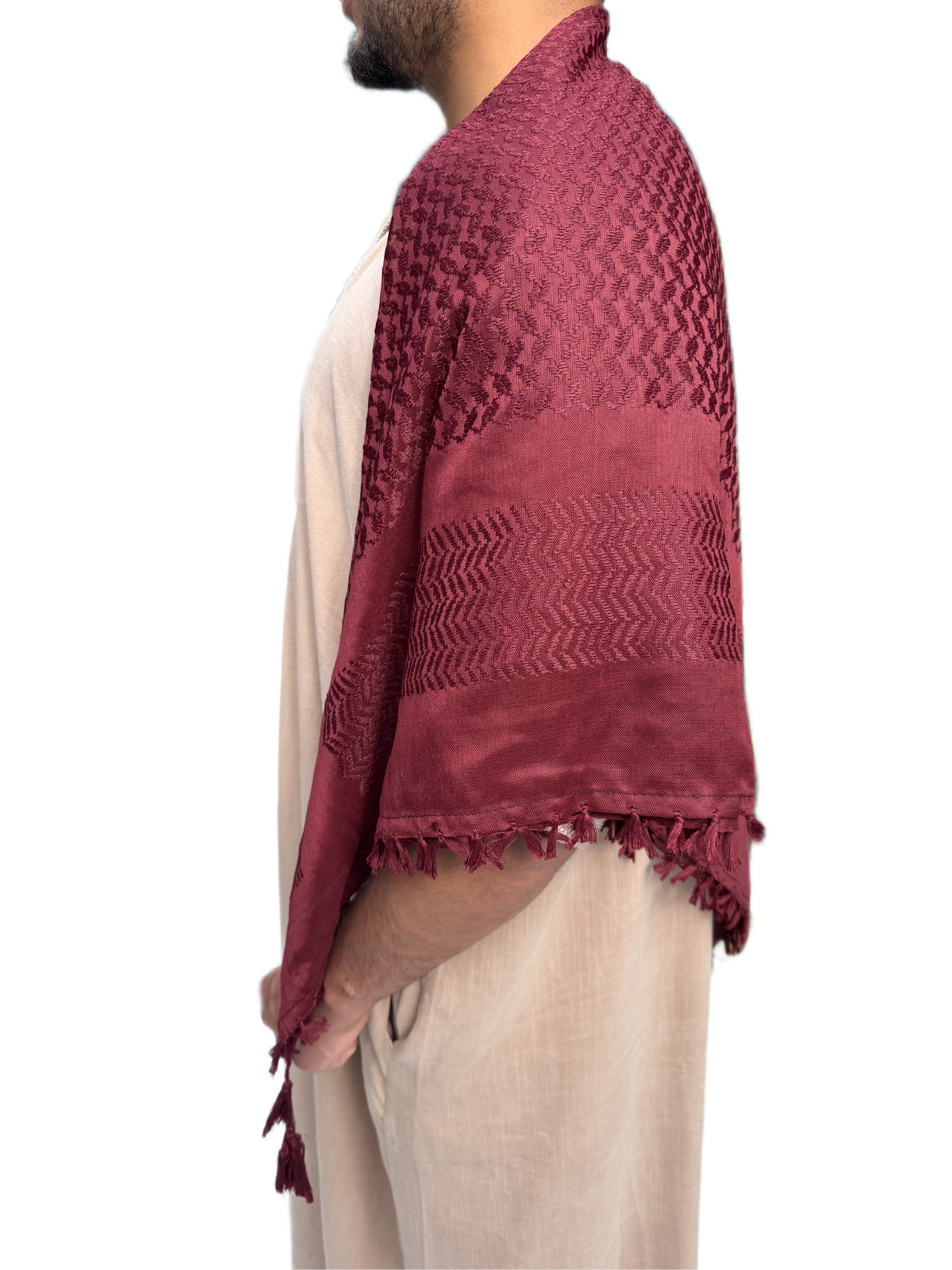 Kufiya/Keffiyeh Fully Burgundy Red Premium