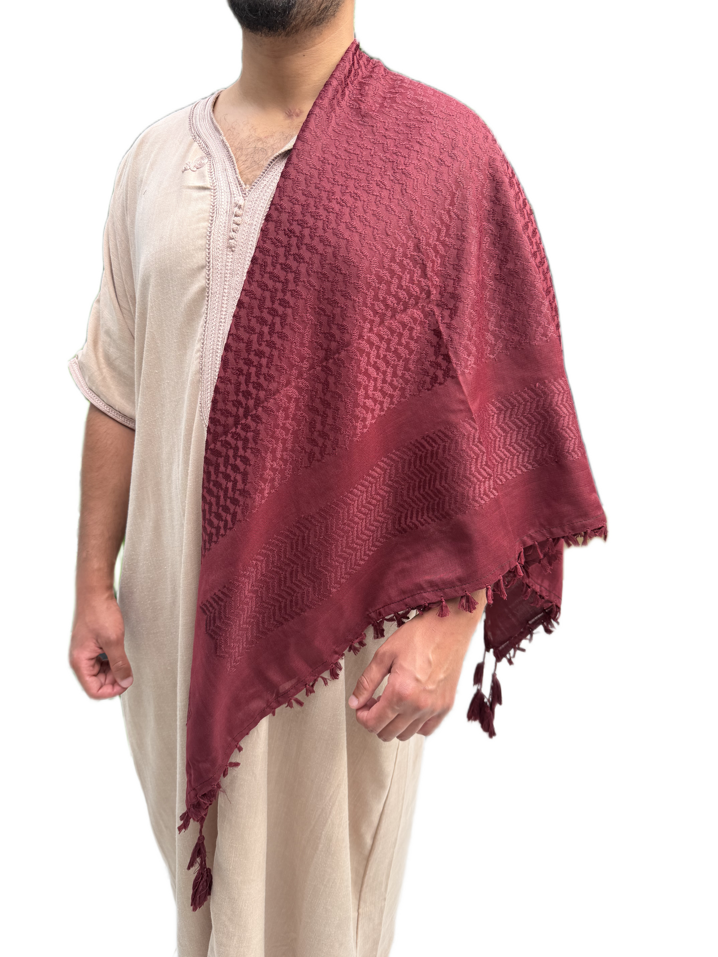 Kufiya/Keffiyeh Fully Burgundy Red Premium