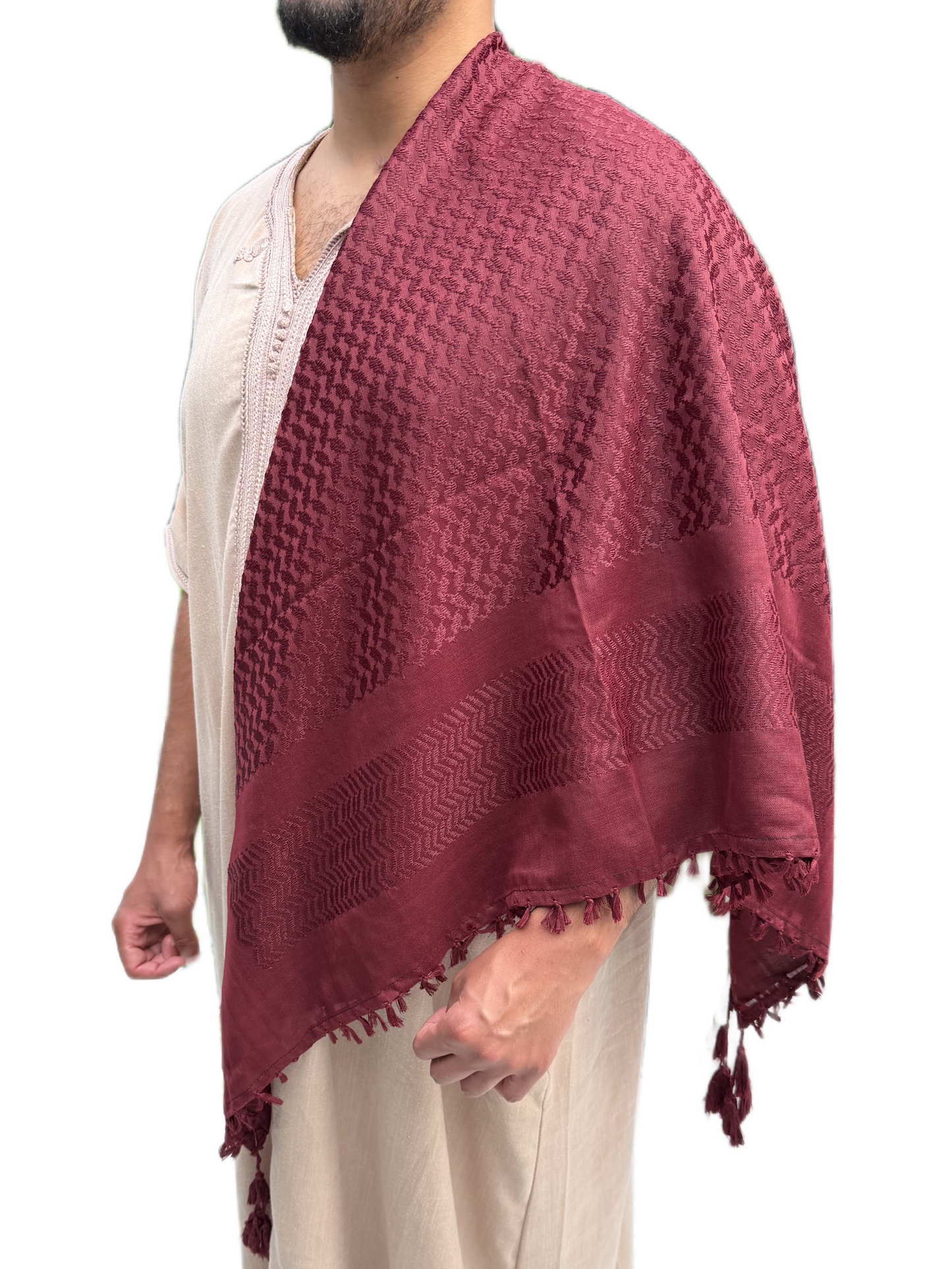 Kufiya/Keffiyeh Fully Burgundy Red Premium