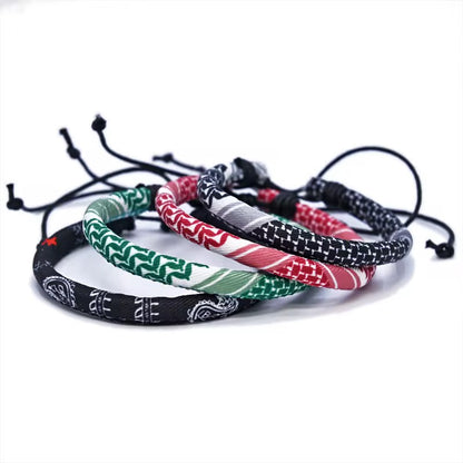 Pulseira Keffiyeh Vermelho/Verde/Preto