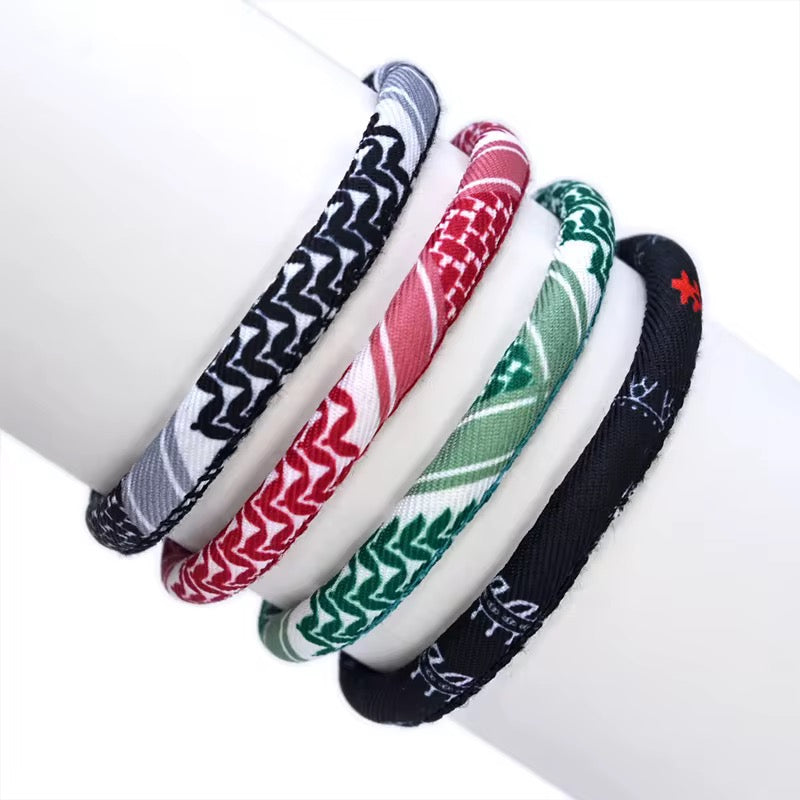 Pulseira Keffiyeh Vermelho/Verde/Preto