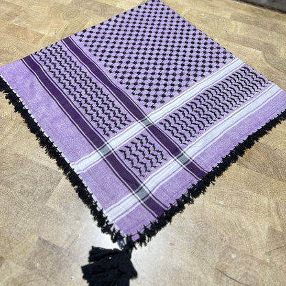 Kufiya/Keffiyeh Roxo com Franjas Pretas 100% Algodão