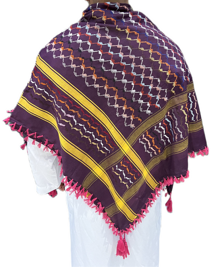 Kufiya/Keffiyeh Roxo Arco-íris 100% Algodão