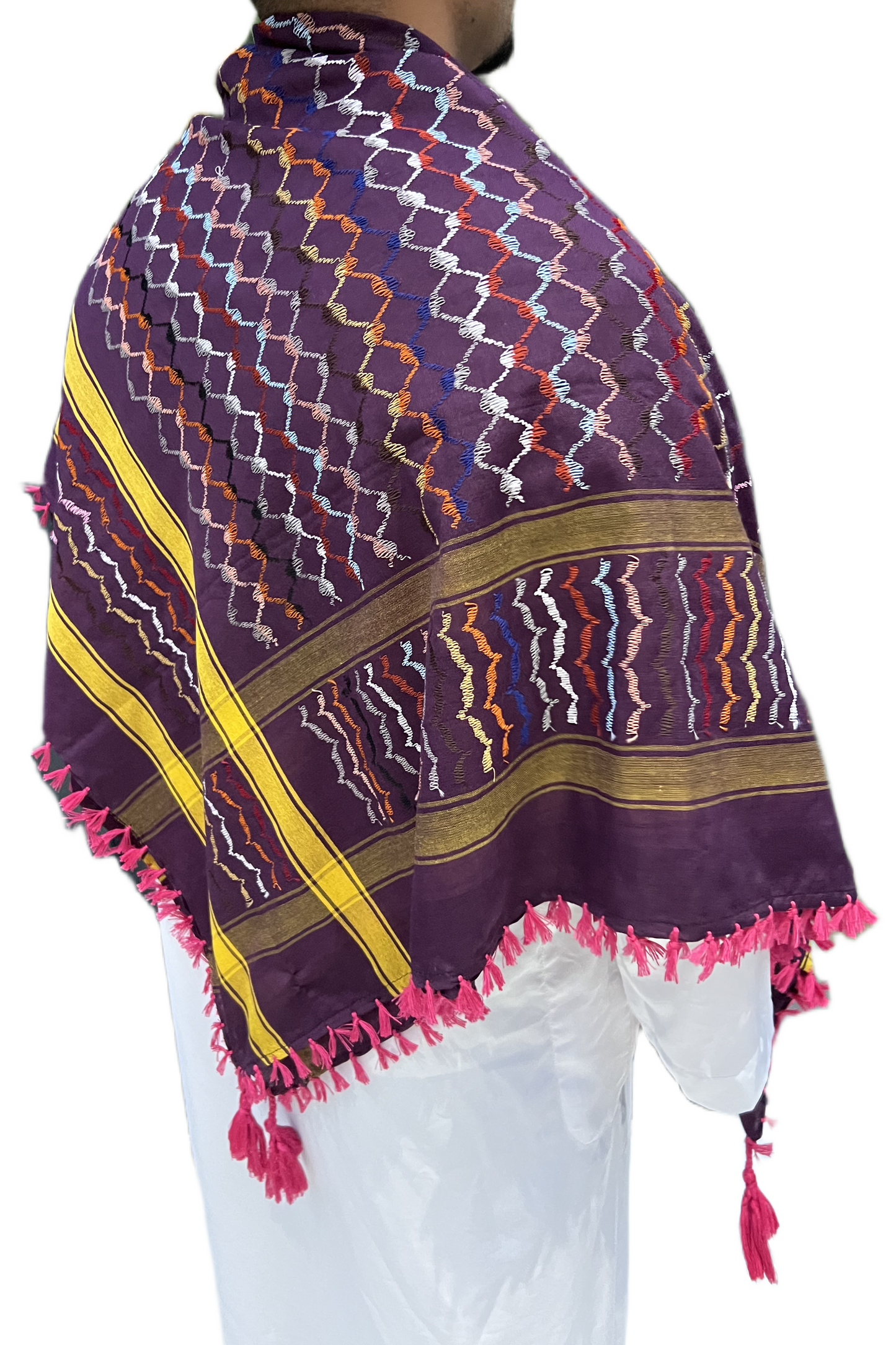 Kufiya/Keffiyeh Roxo Arco-íris 100% Algodão