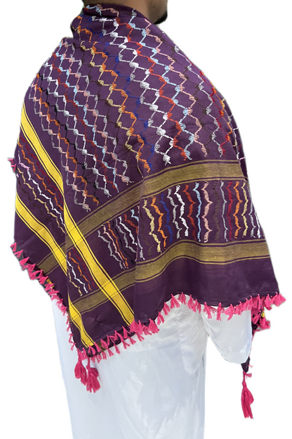 Kufiya/Keffiyeh Roxo Arco-íris 100% Algodão