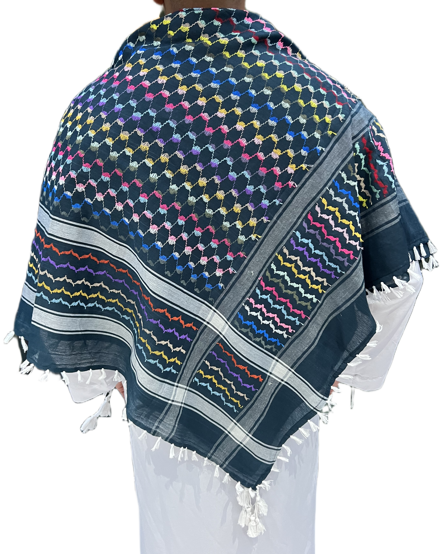 Kufiya/Keffiyeh Arco-íris Azul 100% Algodão
