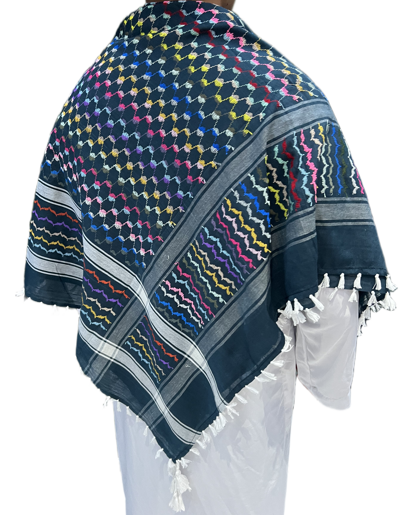Kufiya/Keffiyeh Arco-íris Azul 100% Algodão