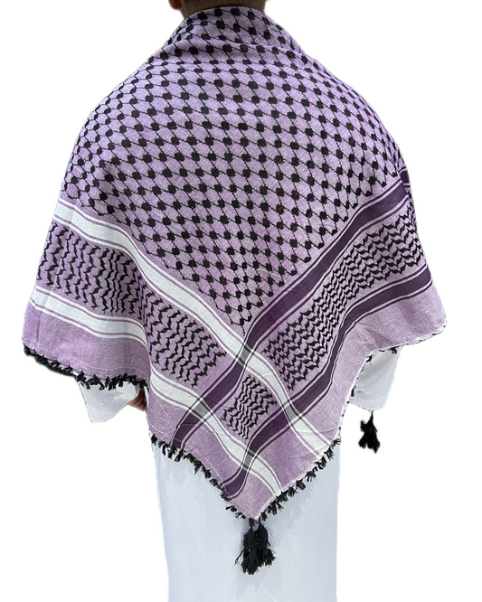Kufiya/Keffiyeh Roxo com Franjas Pretas 100% Algodão