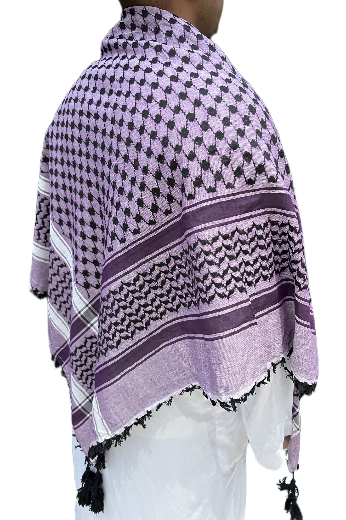 Kufiya/Keffiyeh Roxo com Franjas Pretas 100% Algodão