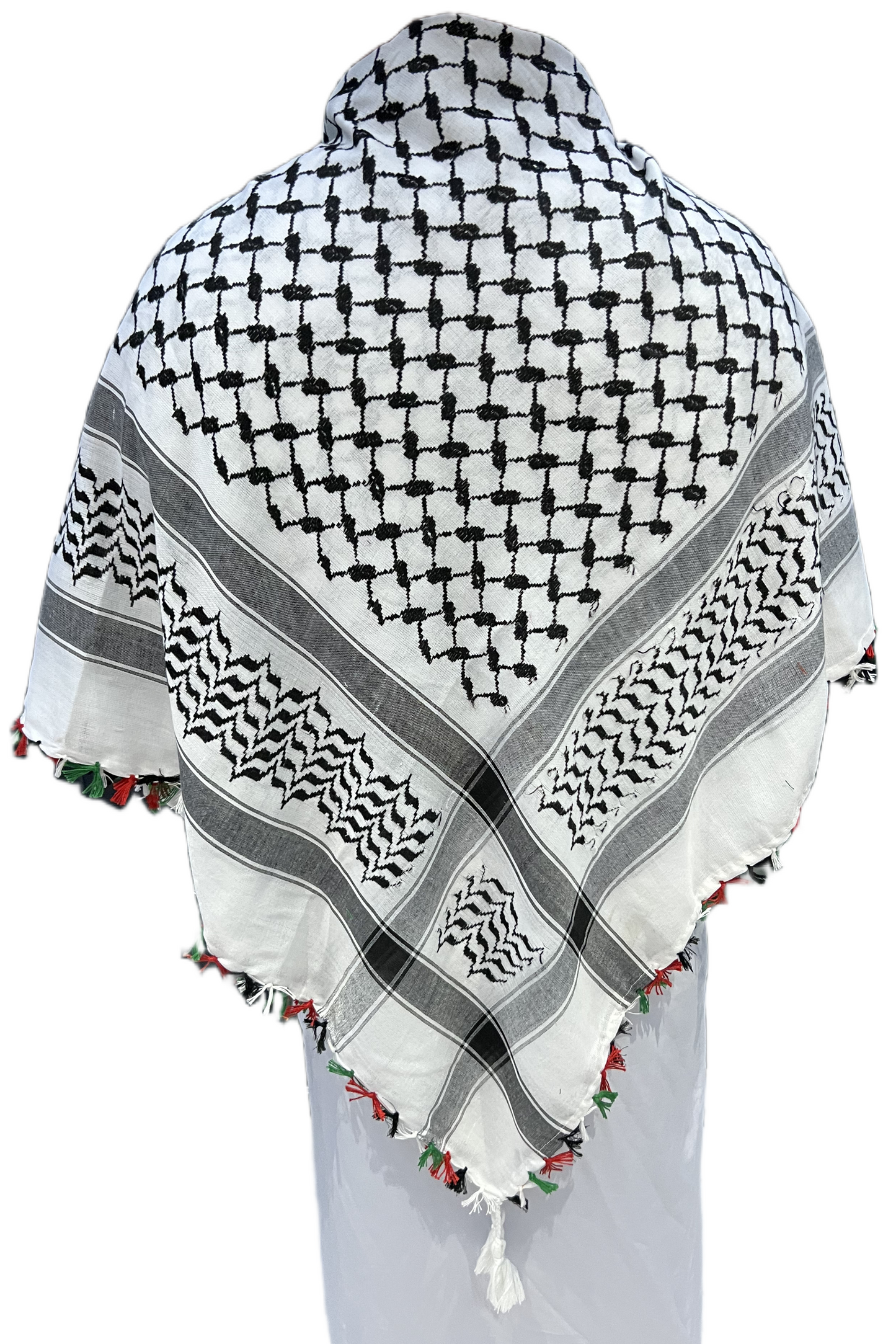 Kufiya/Keffiyeh with Colored Tassels 100% Cotton