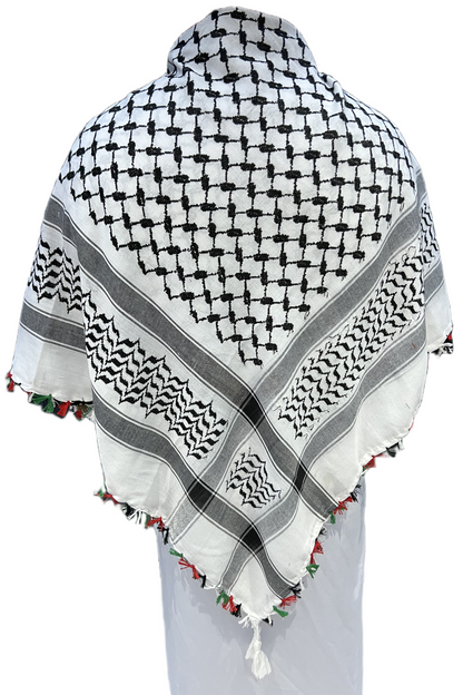 Kufiya/Keffiyeh with Colored Tassels 100% Cotton