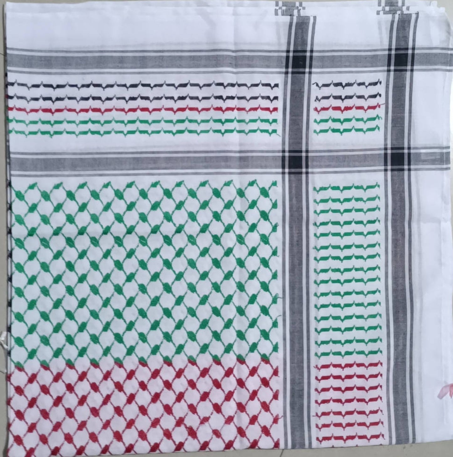 Kufiya/Keffiyeh with Palestine colors &amp; Soft Fabric 127x127 cm
