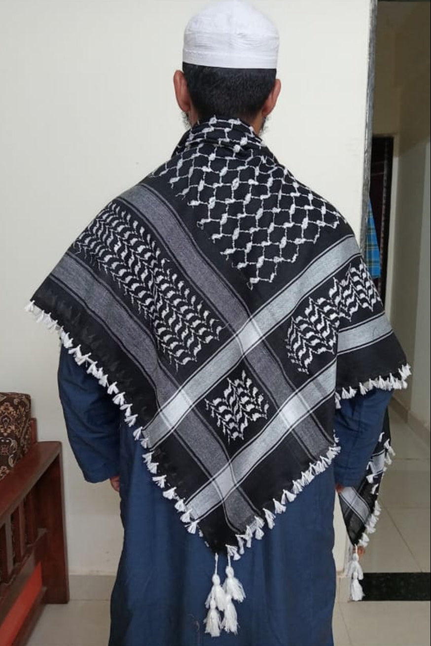 Kufiya/Keffiyeh Nero 125x125 cm con Frange