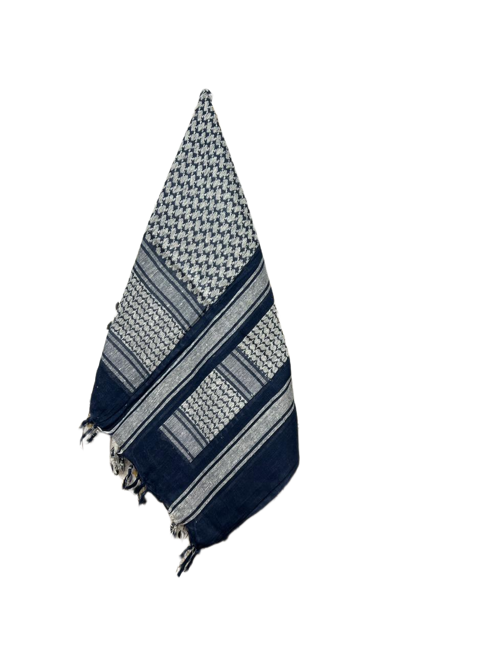 Kufiya/Keffiyeh med Små Frynser Sort-Hvid 127x127 cm
