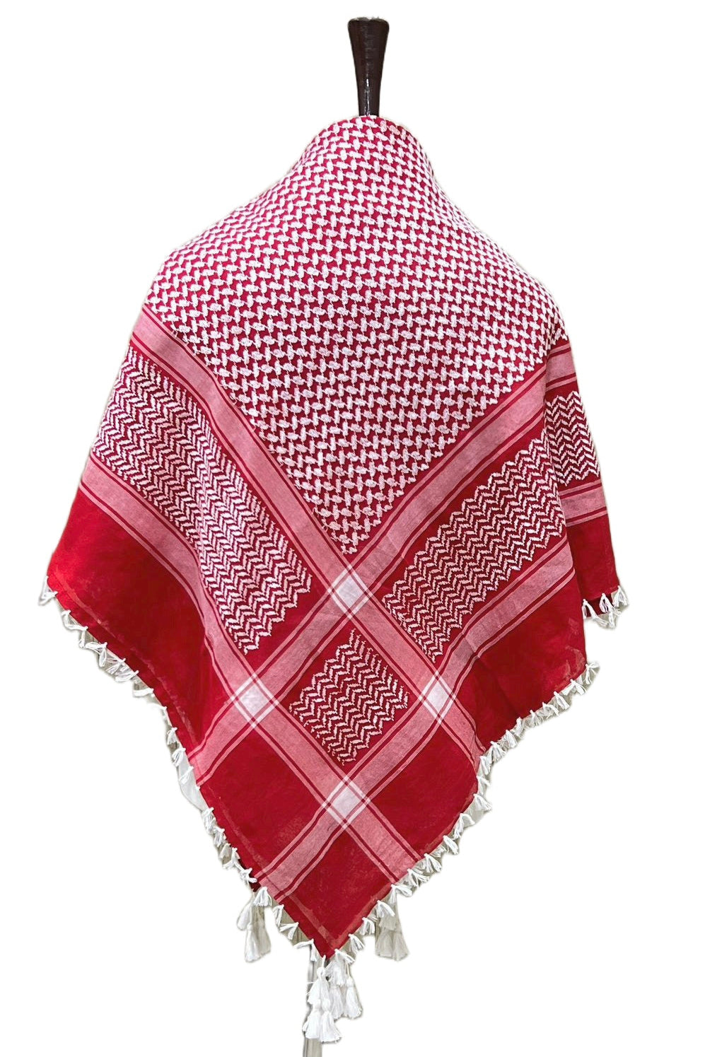 Kufiya/Keffiyeh Sultan Red with White Fringes 100% Katoen